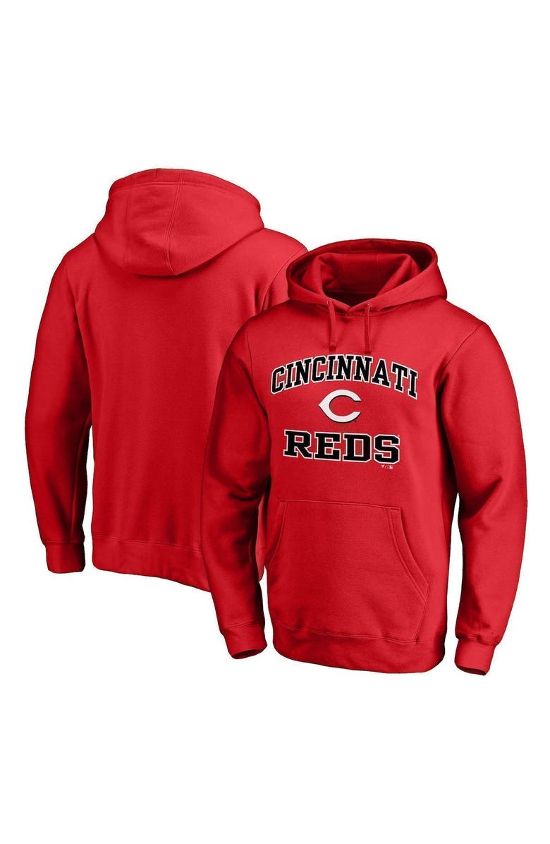 FANATICS Men's Fanatics Branded Red Cincinnati Reds Heart & Soul Fitted Pullover Hoodie, Main, color, 
