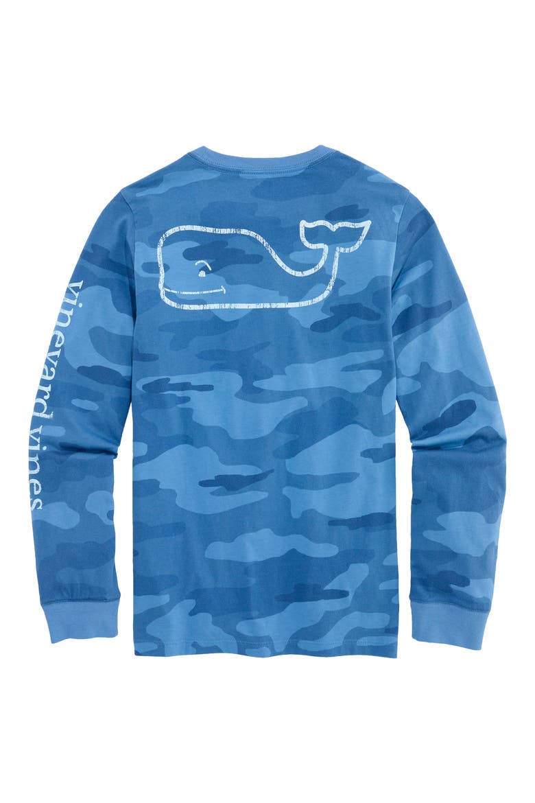 Kids' Fish Camo Vintage Whale Long Sleeve Pocket Graphic T-Shirt, Alternate, color, MOONSHINE CAMO