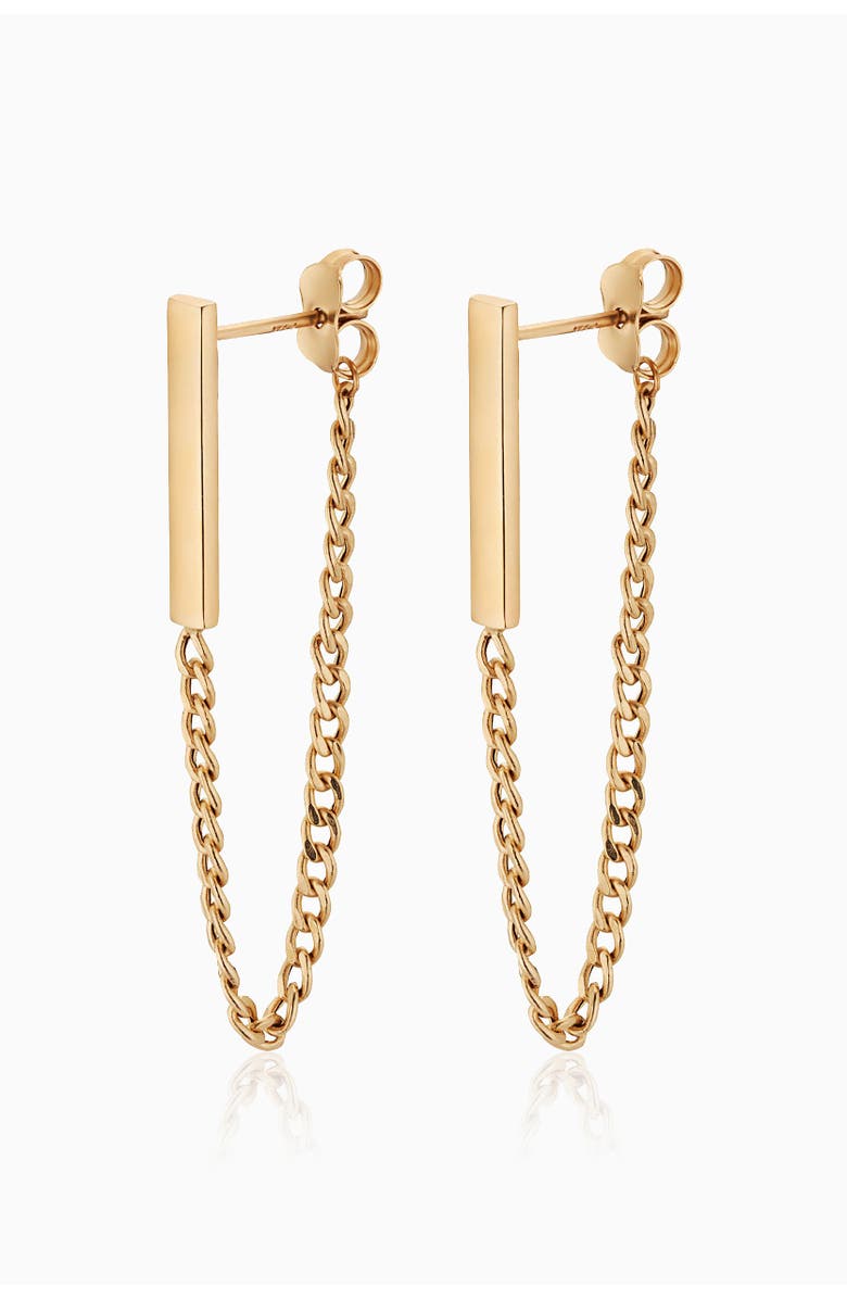 Oradina 14K Yellow Gold Carmine Curb Bar Drop Earrings, Main, color, Yellow Gold