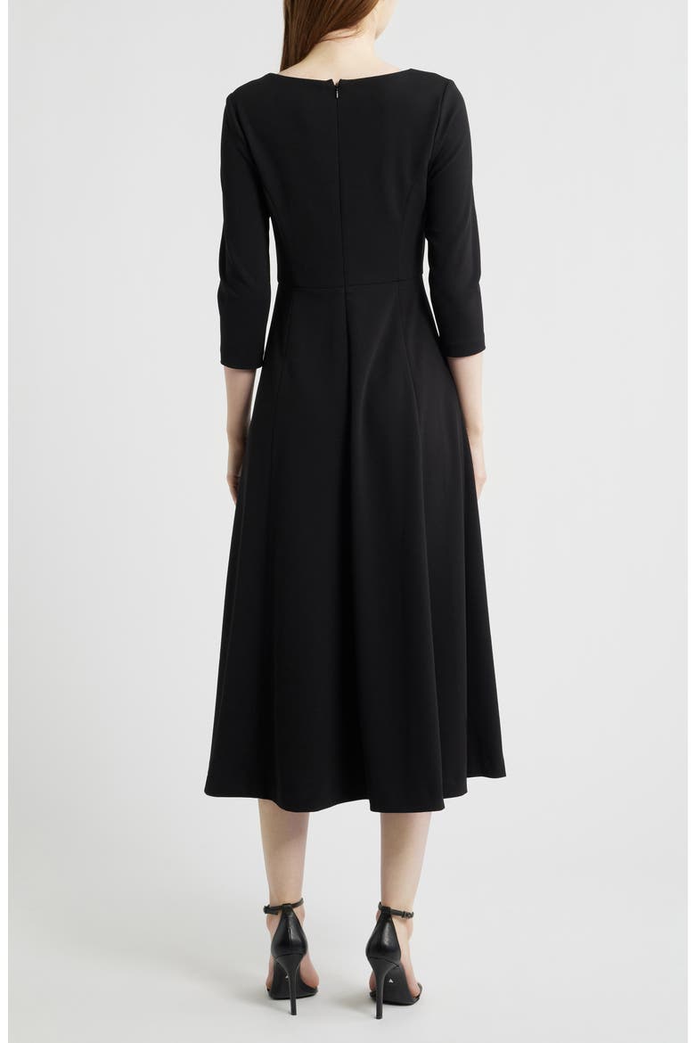 Shoulder Pin Asymmetric Long Sleeve Midi Dress, Alternate, color, ANNE BLACK