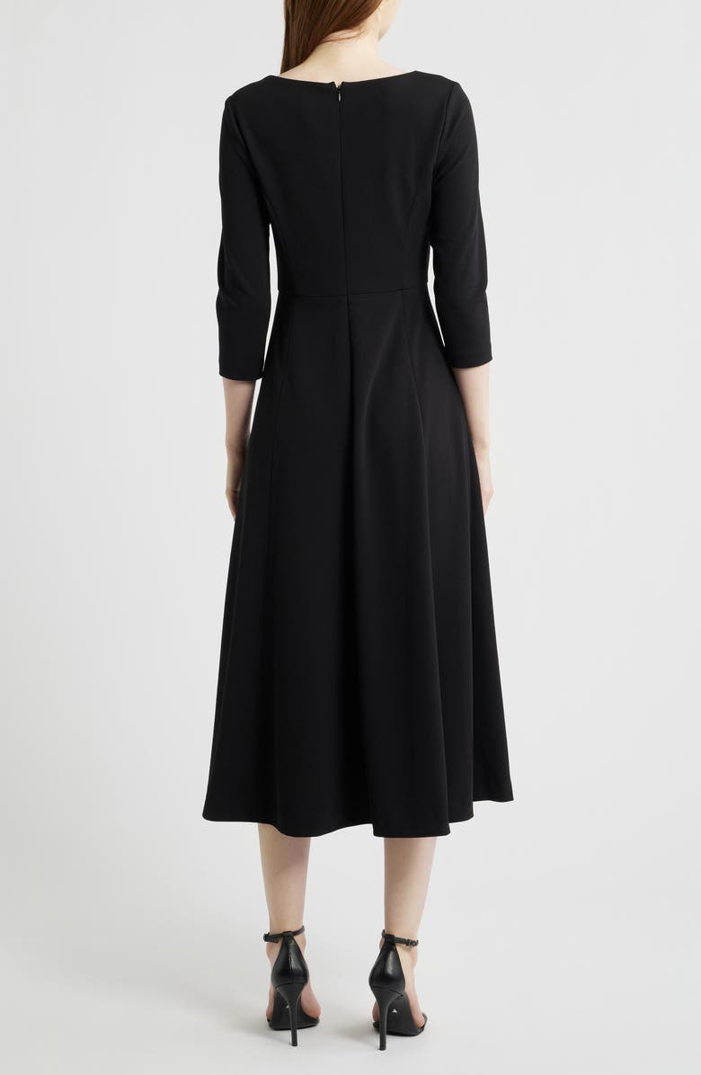 Anne Klein Shoulder Pin Asymmetric Long Sleeve Midi Dress, Alternate, color, Anne Black