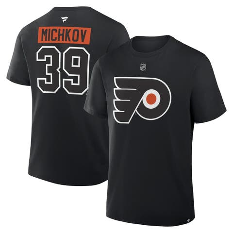 Men's Fanatics Matvei Michkov Black Philadelphia Flyers Authentic Stack Name & Number T-Shirt