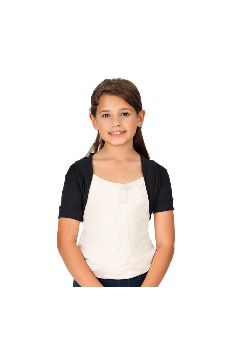 24sevenKid Open Front short Sleeve Cropped Bolero Shrug, Main, color, Black