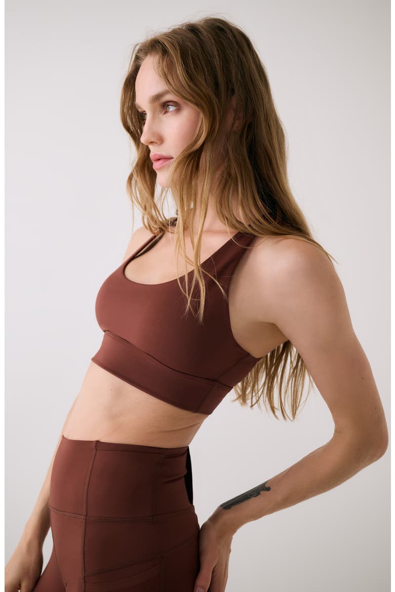 Action Strappy Sports Bra, Alternate, color, SIENNA