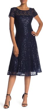 SL FASHIONS Sequin Lace Midi Dress