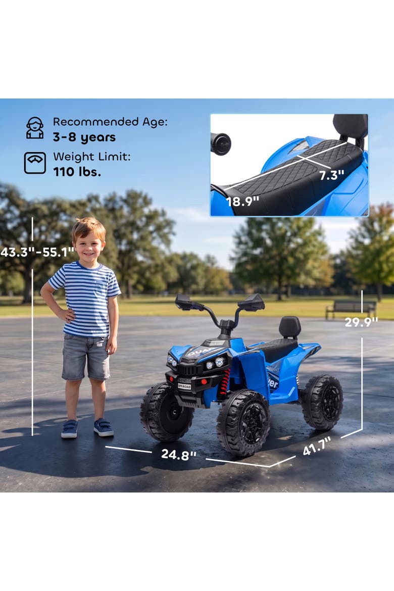 2-Seater Electric ATV Quad Ride On, Alternate, color, Blue
