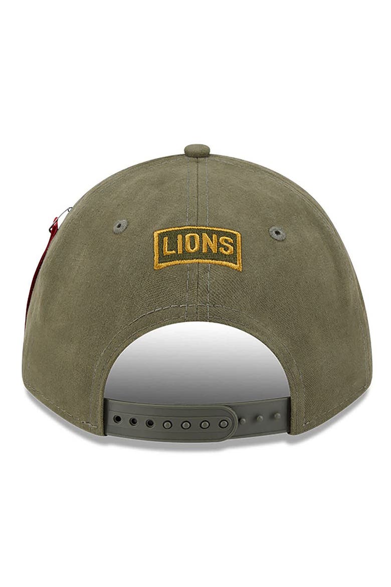 Men's New Era x Alpha Industries  Olive Detroit Lions A-Frame 9FORTY Adjustable Hat, Alternate, color, Olive