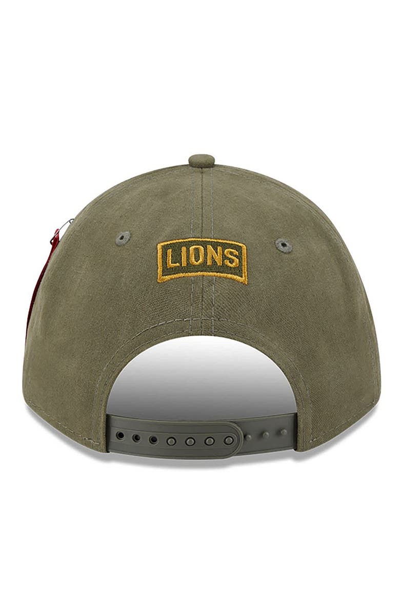 New Era x Alpha Industries Men's New Era x Alpha Industries  Olive Detroit Lions A-Frame 9FORTY Adjustable Hat, Alternate, color, Olive