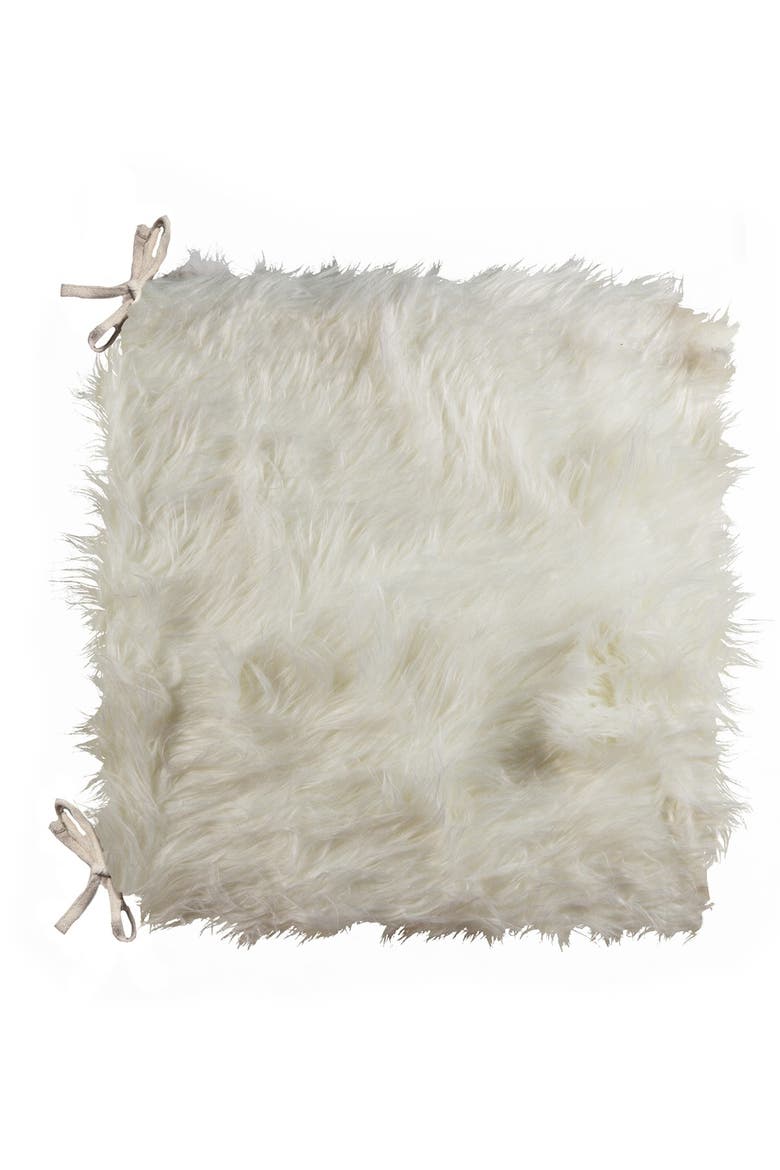 Laredo Faux Fur Seat Cushion - 17" x 17"  - Off White - Set of 2, Alternate, color, OFF WHITE