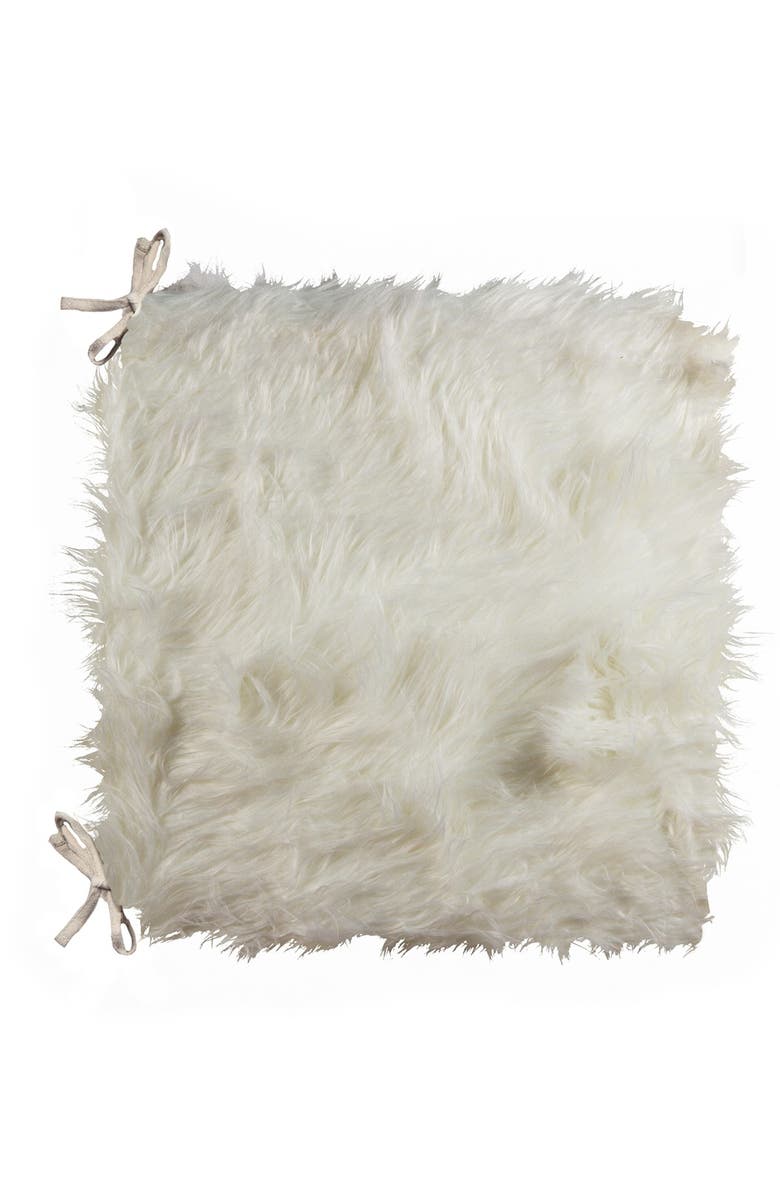 LUXE Laredo Faux Fur Seat Cushion - 17" x 17"  - Off White - Set of 2, Alternate, color, Off White