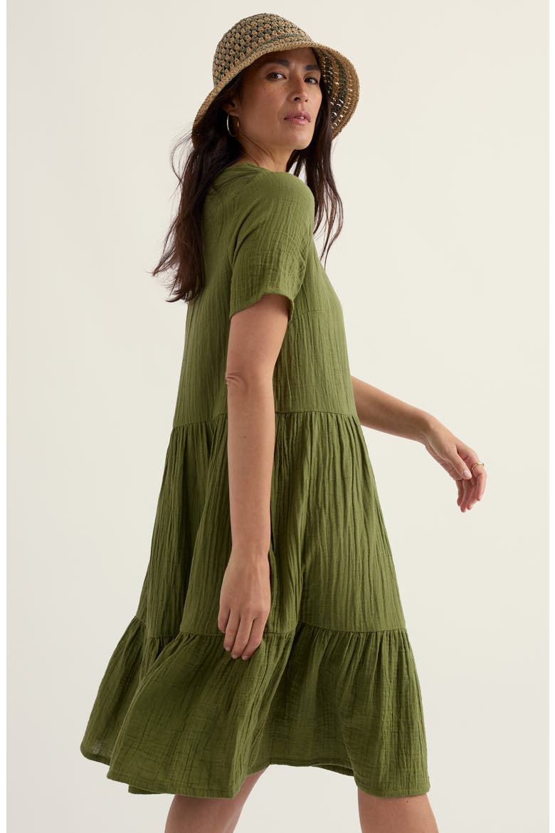 Pebble Comb Organic Cotton Double Gauze Dress, Alternate, color, CREEK