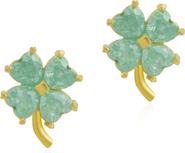 Spero London Four Leaves Clover Sterling Silver Stud Earring - Green