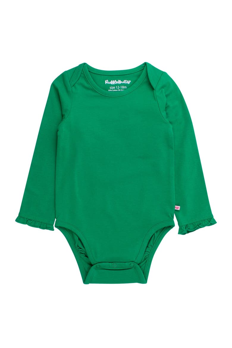 Baby/toddler Girls Knit Long Sleeve Ruffle Layering Bodysuit, Alternate, color, Green