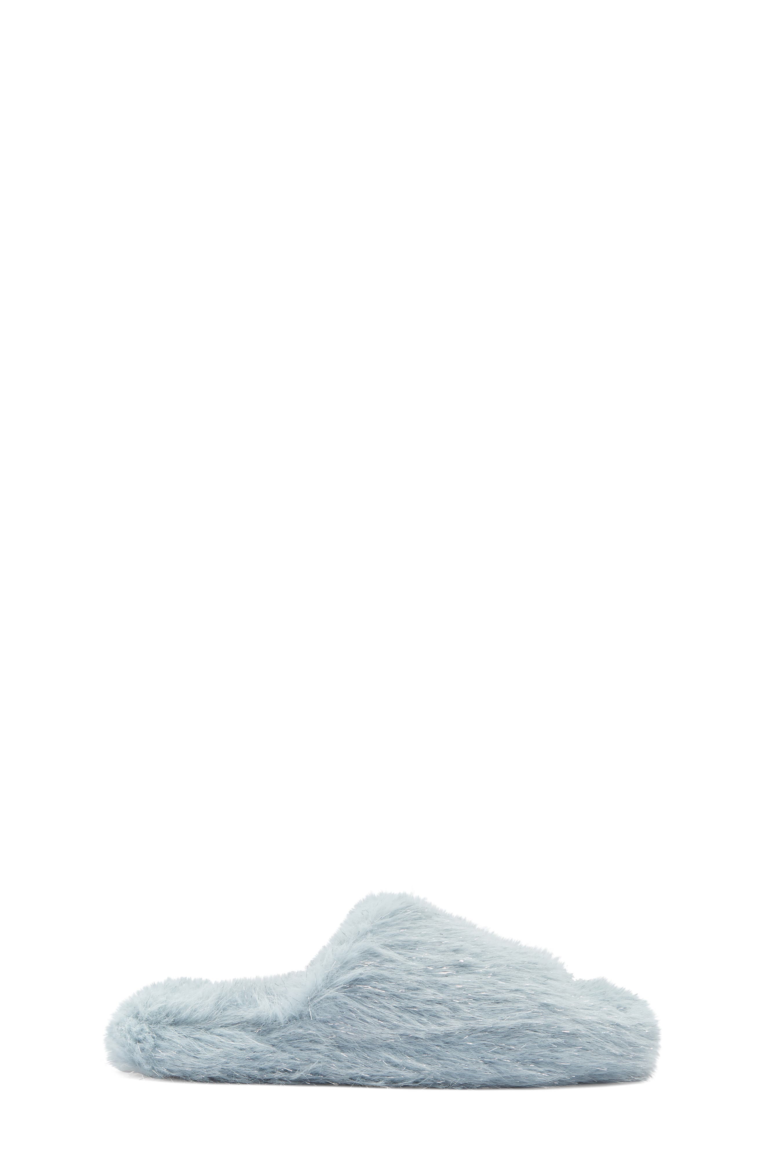 Bunnie Faux Fur Slide Slipper, Alternate, color, BLUE DUST