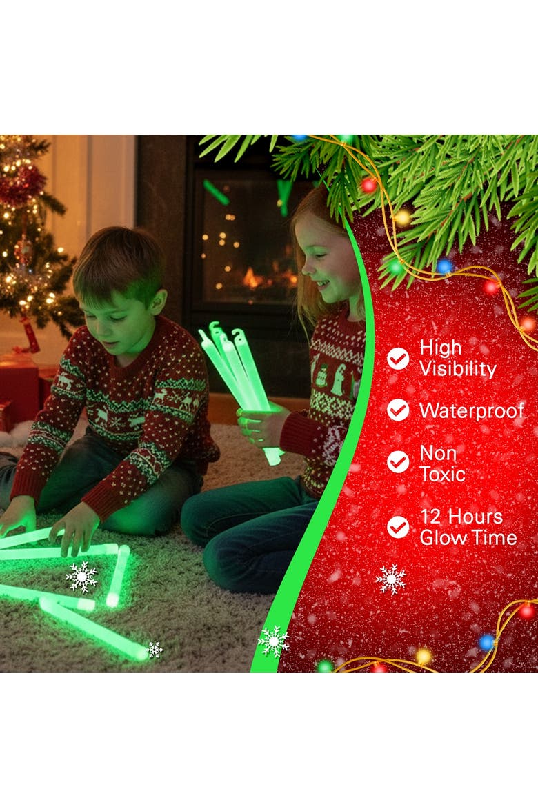 25-Piece Green Neon Glow Stick Light Toy Set, Alternate, color, Green