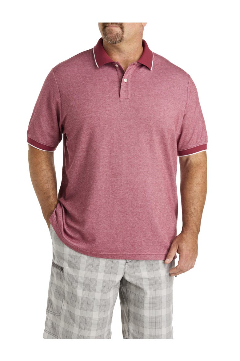 Big & Tall Oxford Tipped Polo Shirt, Main, color, BURNT RUSSET