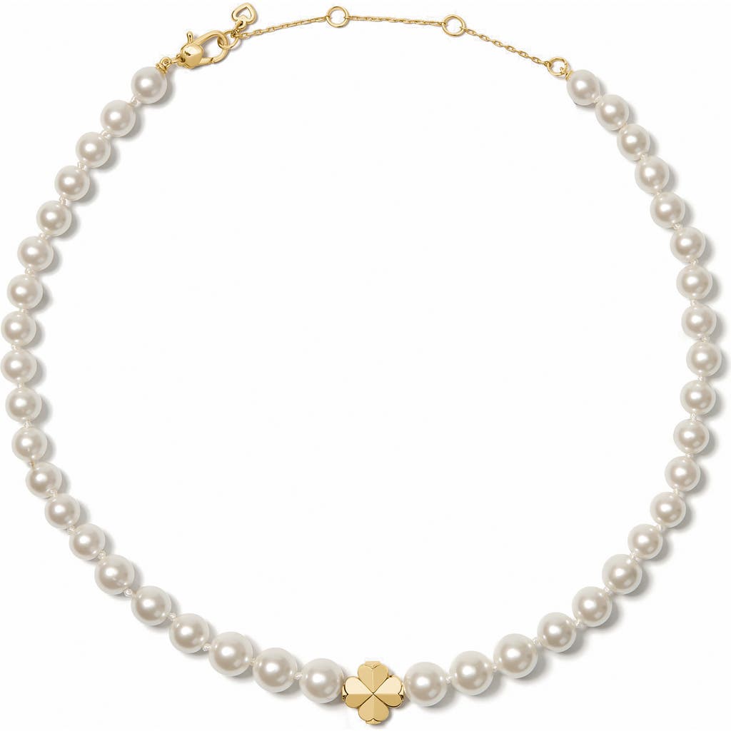Kate Spade New York Spade Flower Faux Pearl Short Necklace In Gold