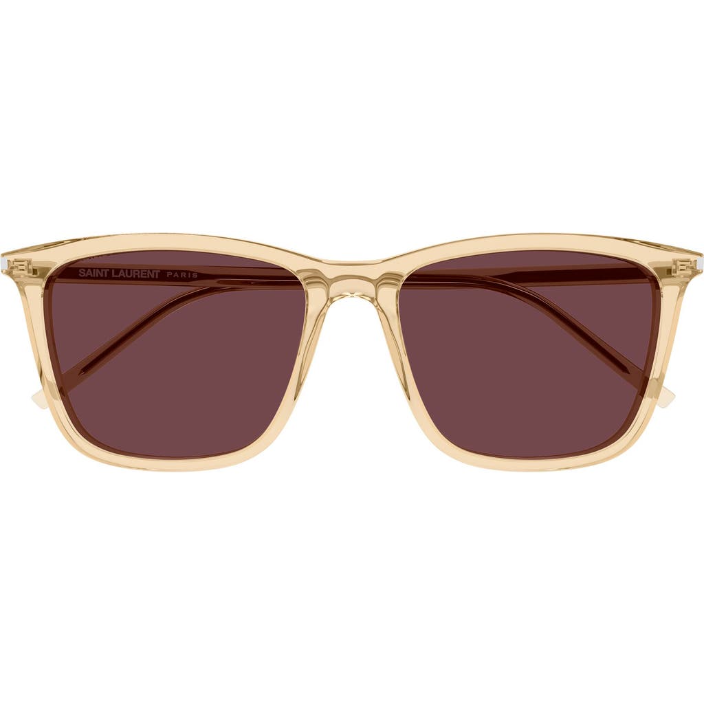 Saint Laurent 56mm Rectangular Sunglasses In Neutral