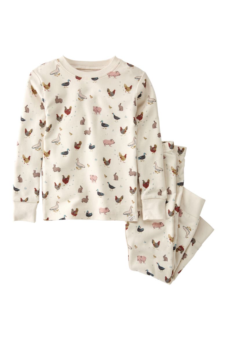 Kids' Print Fitted Organic Cotton Two-Piece Pajamas, Main, color, LP FARM FRIENDS