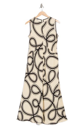 Melloday Sleeveless Fit & Flare Midi Dress In Neutral