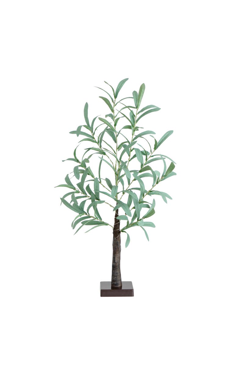 NEARLY NATURAL 2-ft Lighted Artificial Olive Tree with 60 Warm White LED Lights, Main, color, Green