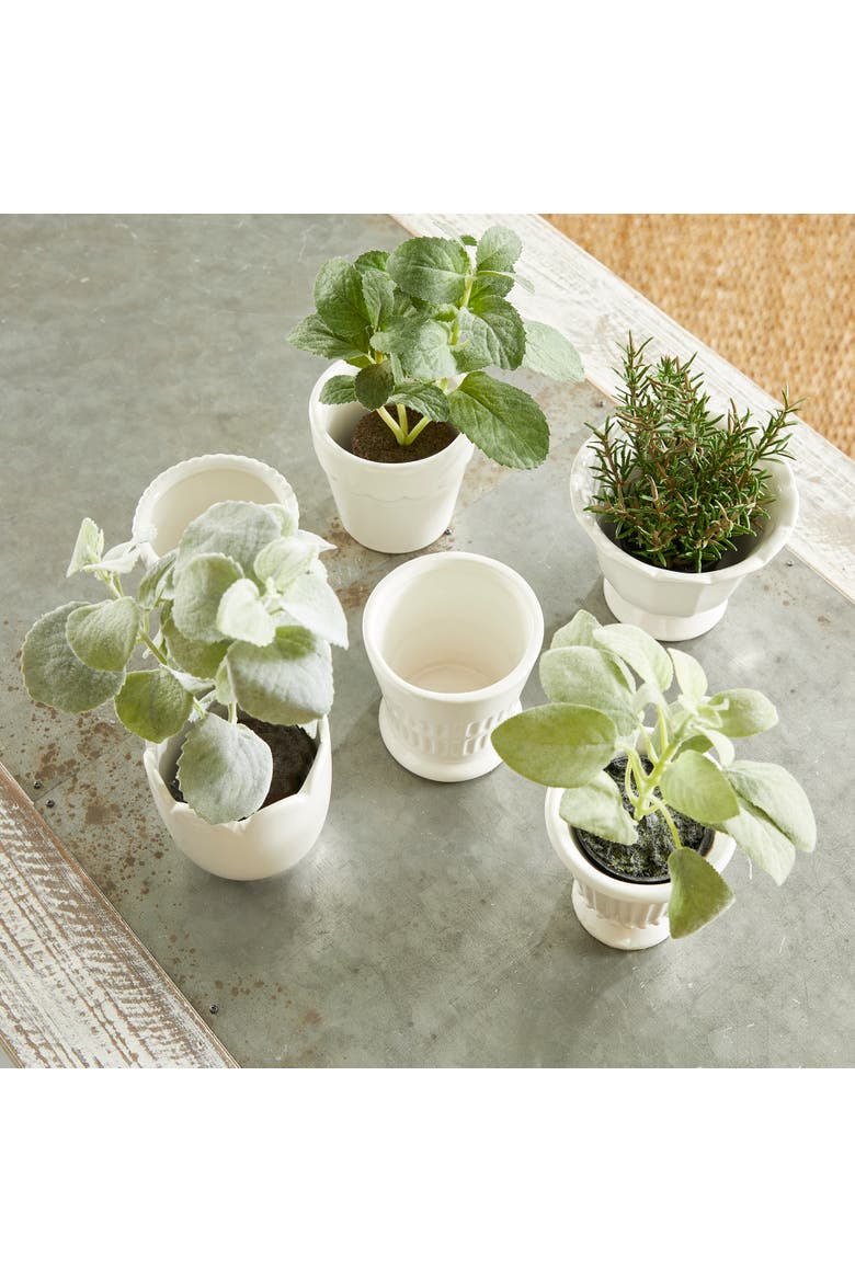 Mirabelle Mini Cachepots Set Of 6, Alternate, color, White