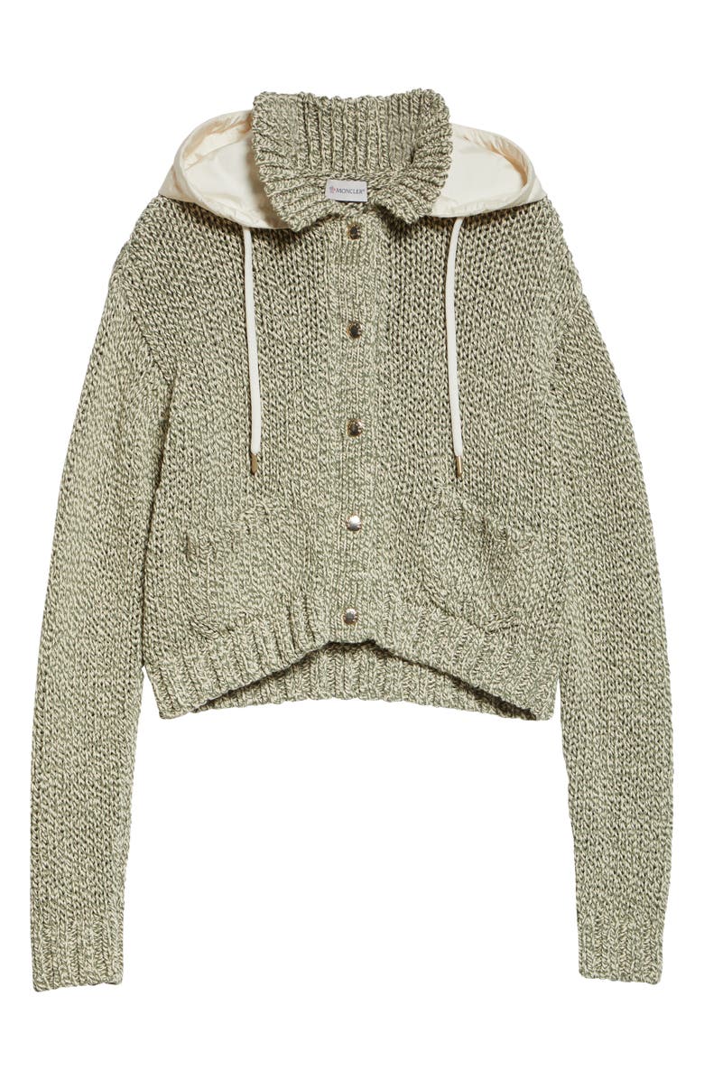 Moncler Hooded Snap Front Cardigan, Alternate, color, 