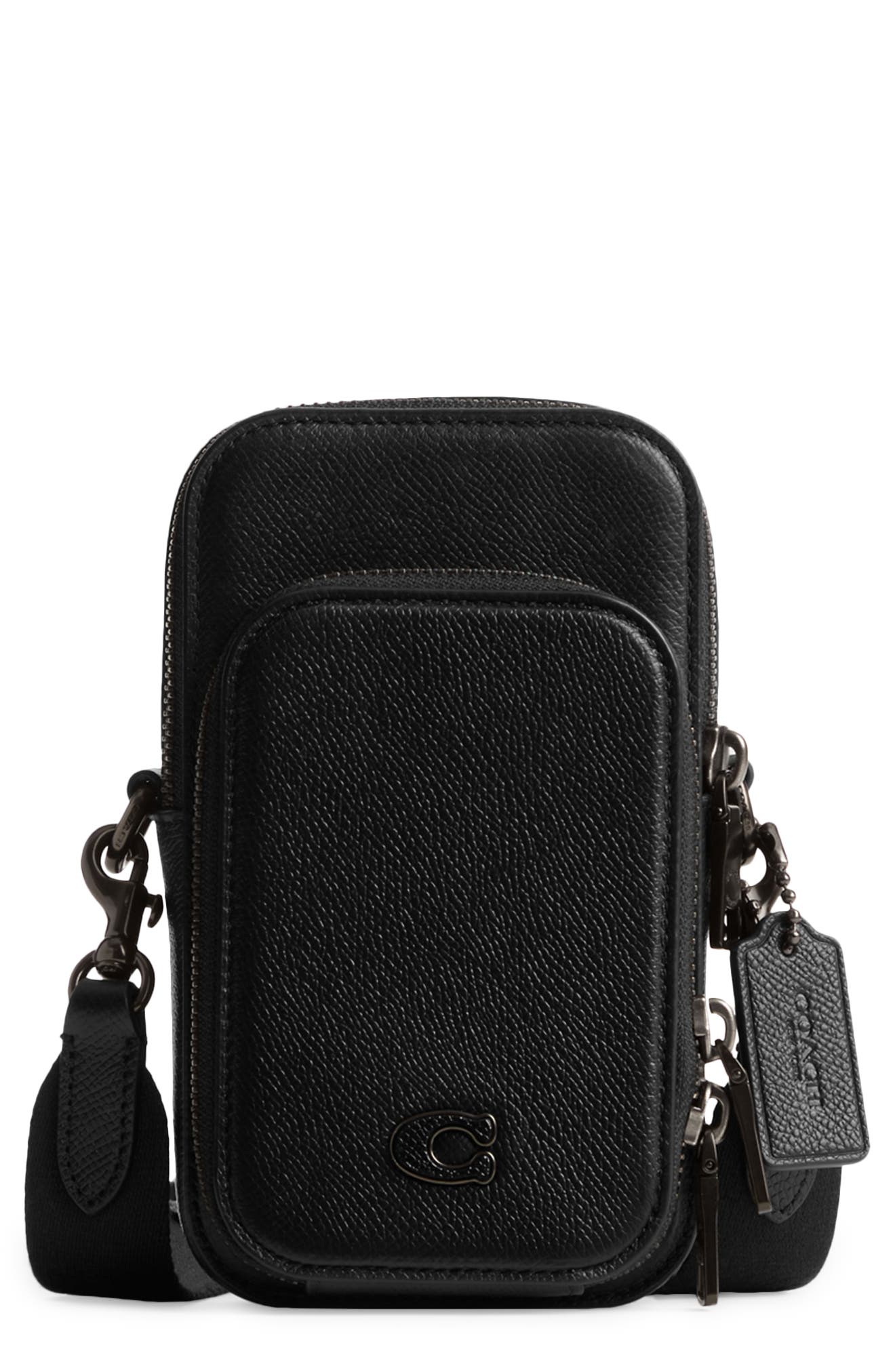 COACH Leather Phone Crossbody Bag, Main, color, 