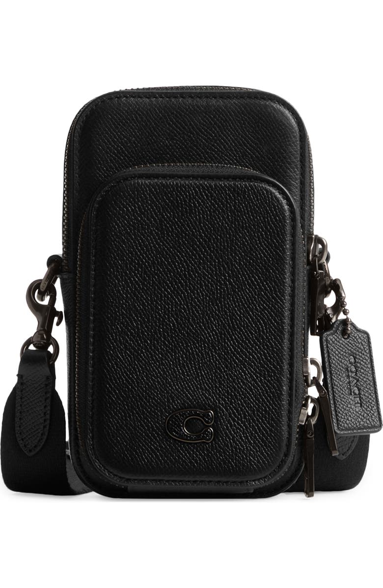 COACH Leather Phone Crossbody Bag, Main, color,