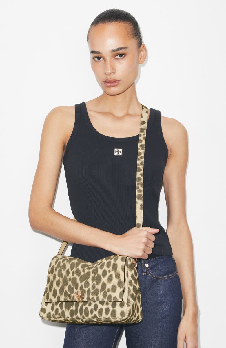 Tory Burch Charlie Suede Shoulder Bag, Alternate, color,