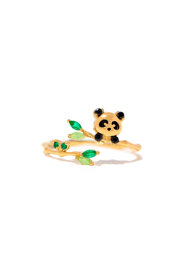 Lucky Panda Adjustable Ring, Main, color, GOLD/ GREEN