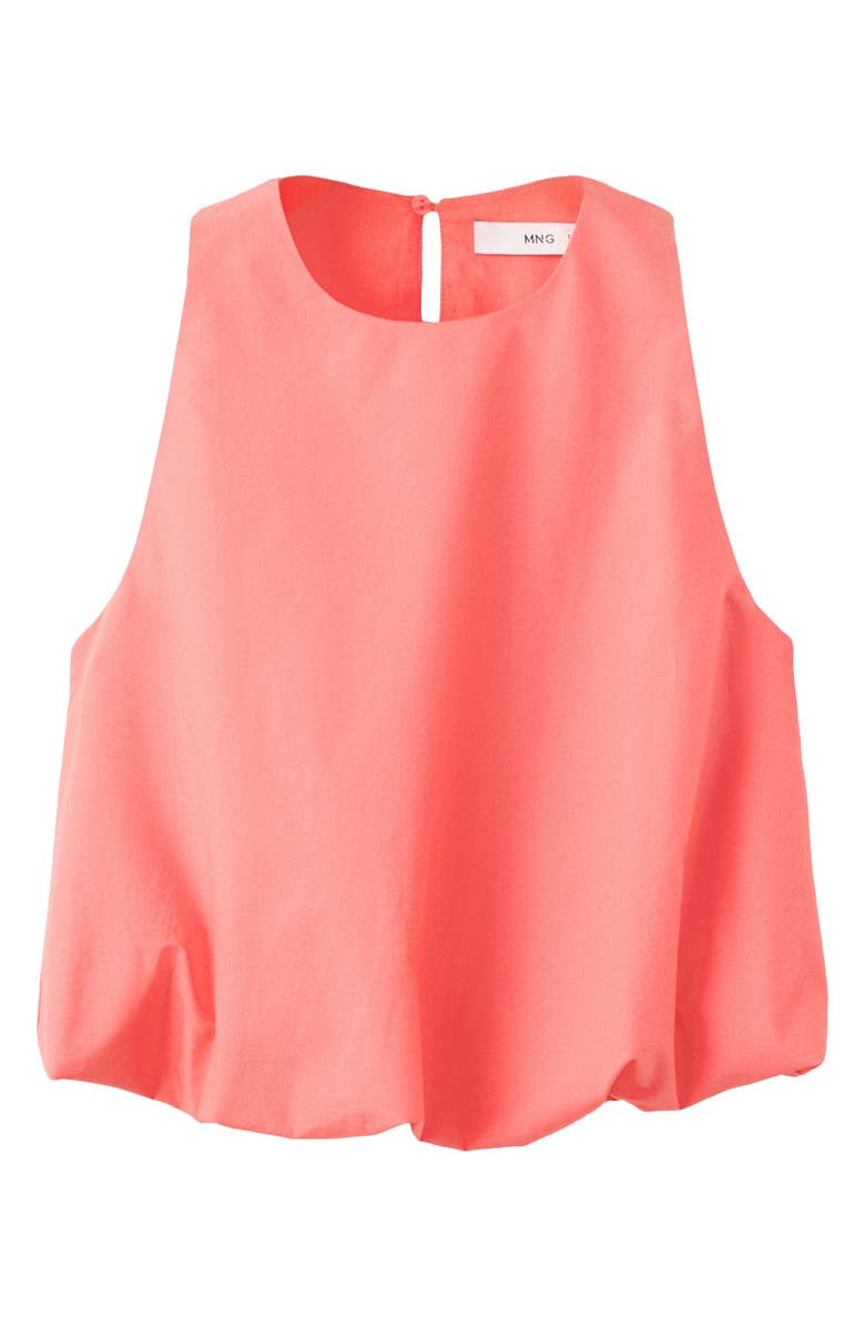 MANGO Bubble Hem Sleeveless Cotton Top, Alternate, color, Coral Red