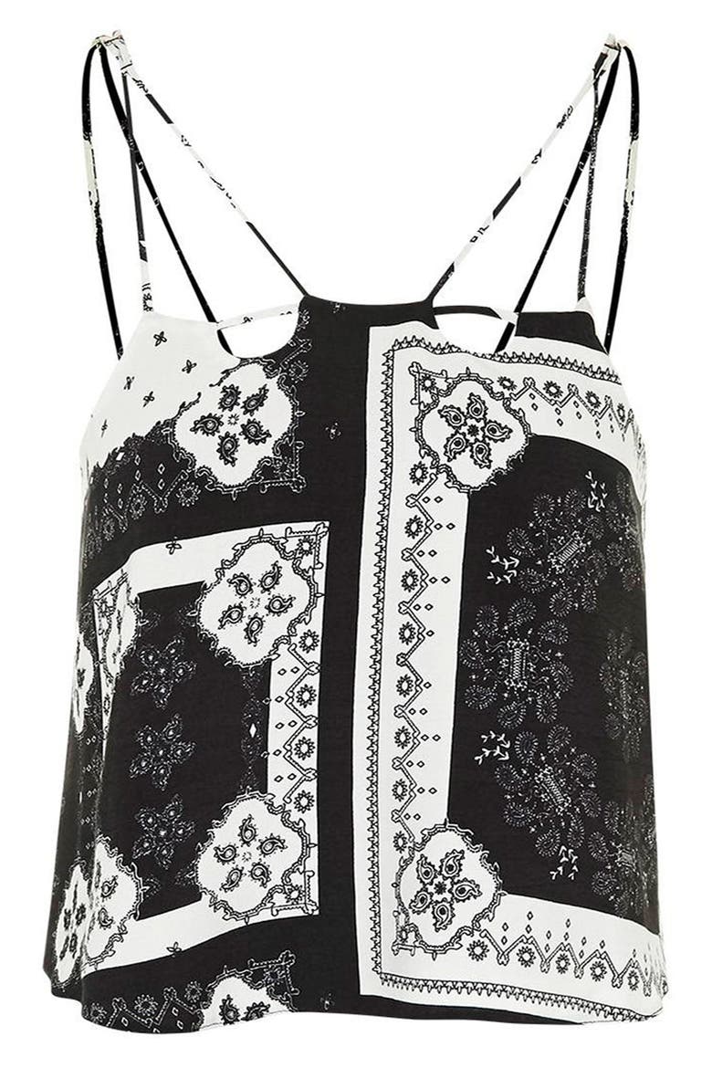 Bandana Print Strappy Crop Camisole, Alternate, color, BLACK MULTI