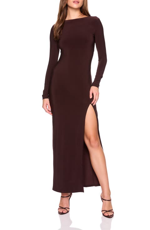 Long Sleeve Side Slit Maxi Dress