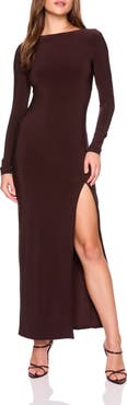 Susana Monaco Long Sleeve Side Slit Maxi Dress