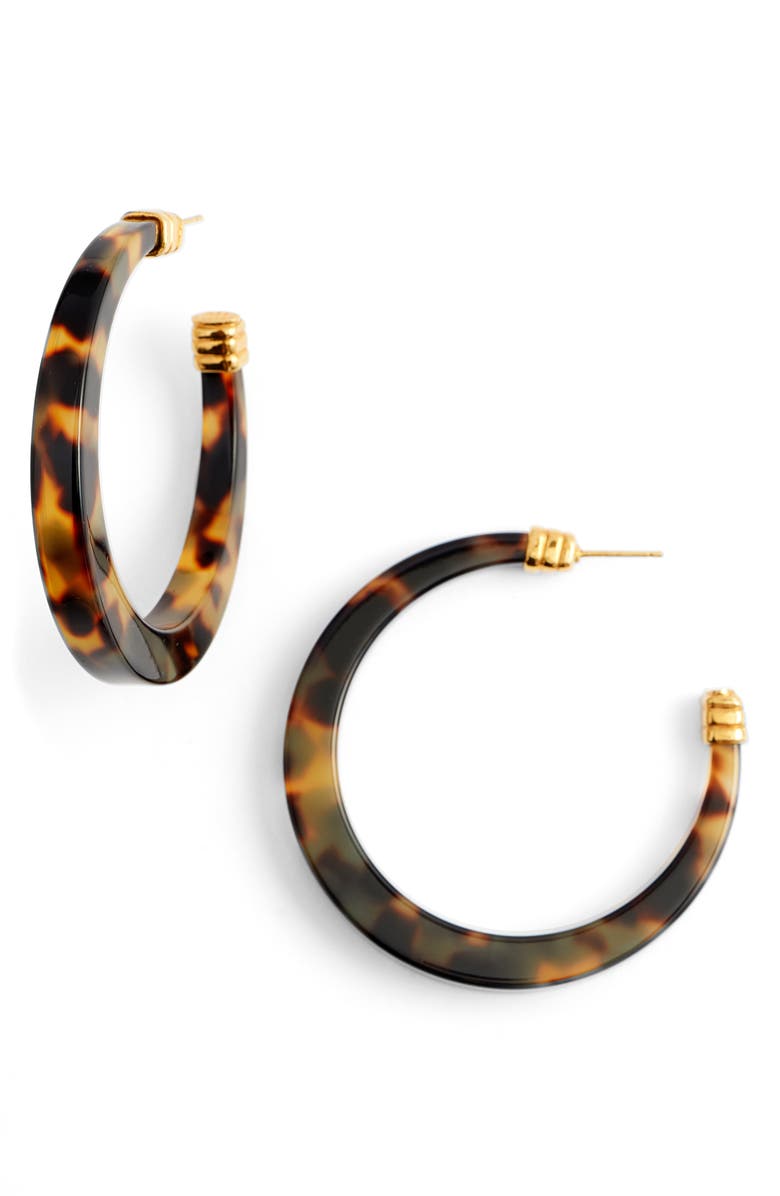 Gas Bijoux Tortoiseshell Open Hoop Earrings, Main, color, 