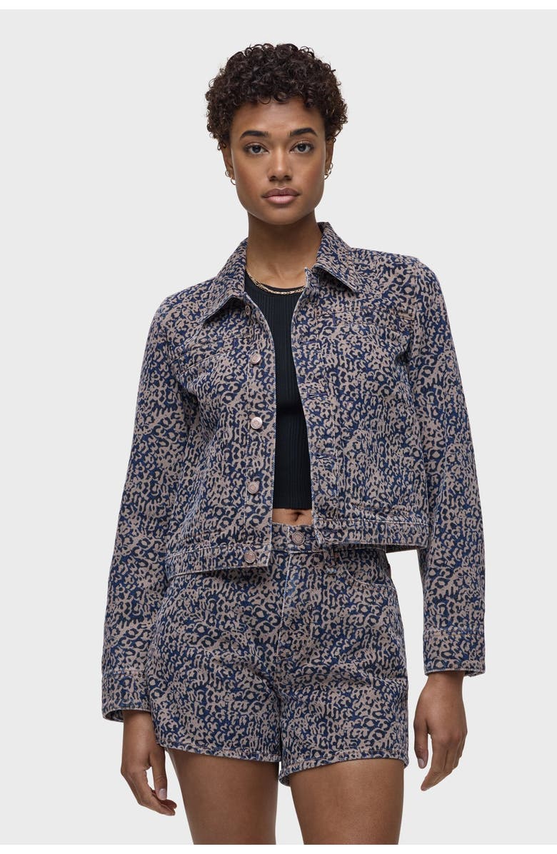 Hudson Jeans Liza Trucker Jacket, Main, color, Indigo Leopard