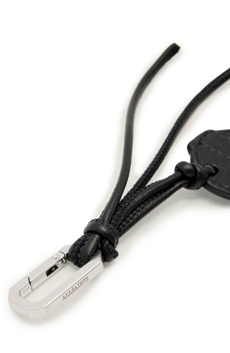 AllSaints Leather Heart Keyring, Alternate, color, Black
