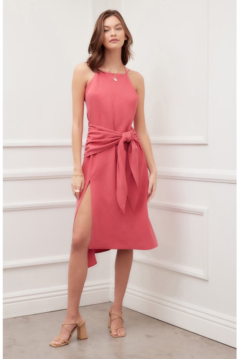 Strappy Tie Front Dress, Alternate, color, ROUGE