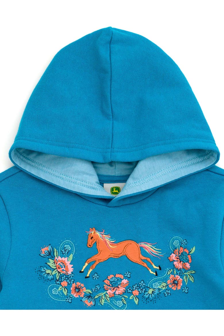 Girls' Fleece Hooded Sweatshirt, Alternate, color, Teal Blue