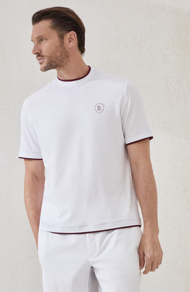 Brunello Cucinelli T-shirt with faux-layering, Alternate, color, White