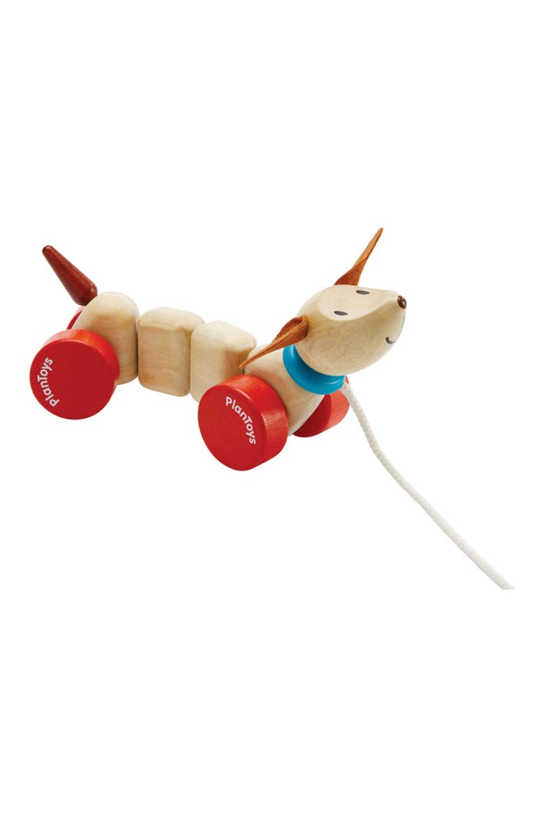 Happy Puppy Pull Along Toy, Alternate, color, NATURAL