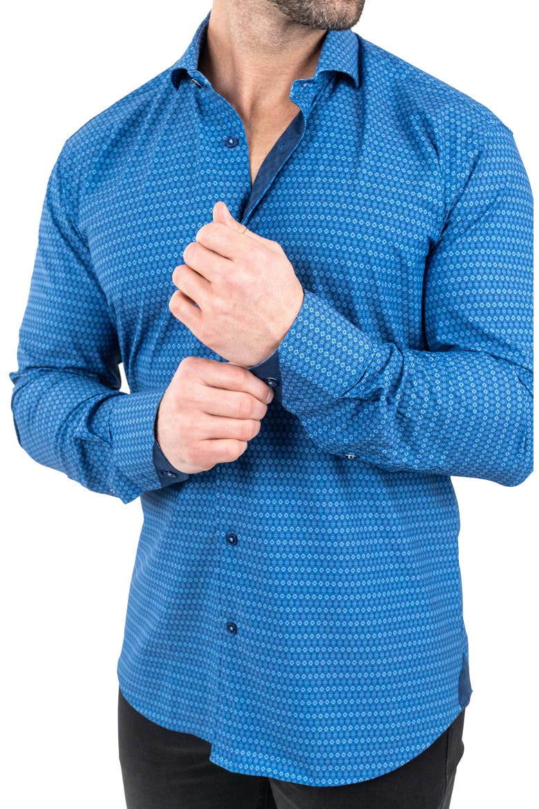 Einstein Stretch Spectecal Button-Up Shirt, Alternate, color, BLUE