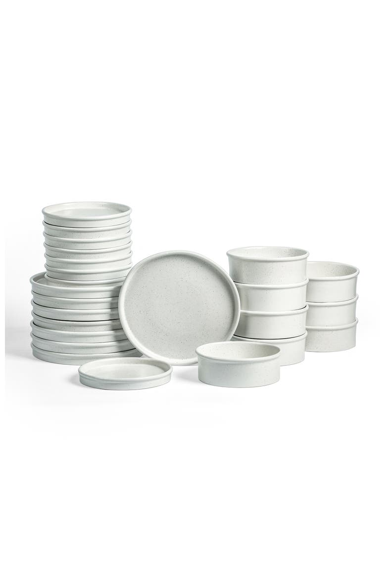 Roscoe Stoneware 24-Piece Dinnerware Set, Main, color, White Speckled