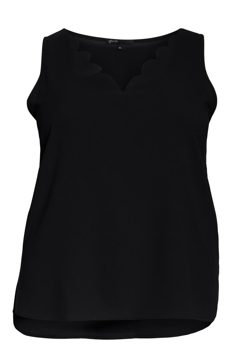 Gibson x Living in Yellow Savannah Scalloped V-Neck Tank (Nordstrom Exclusive), Alternate, color, BLACK