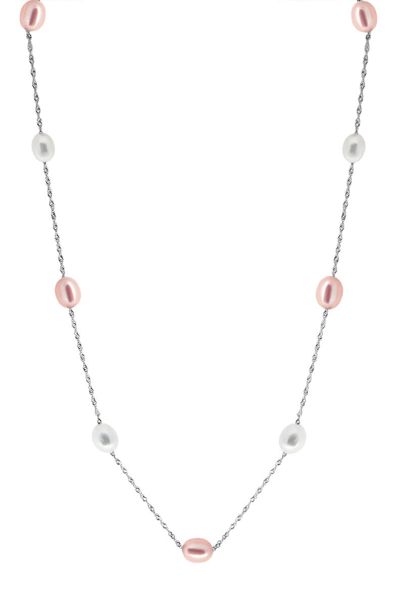 EFFY Sterling Silver Freshwater Pearl Station Necklace, Main, color,