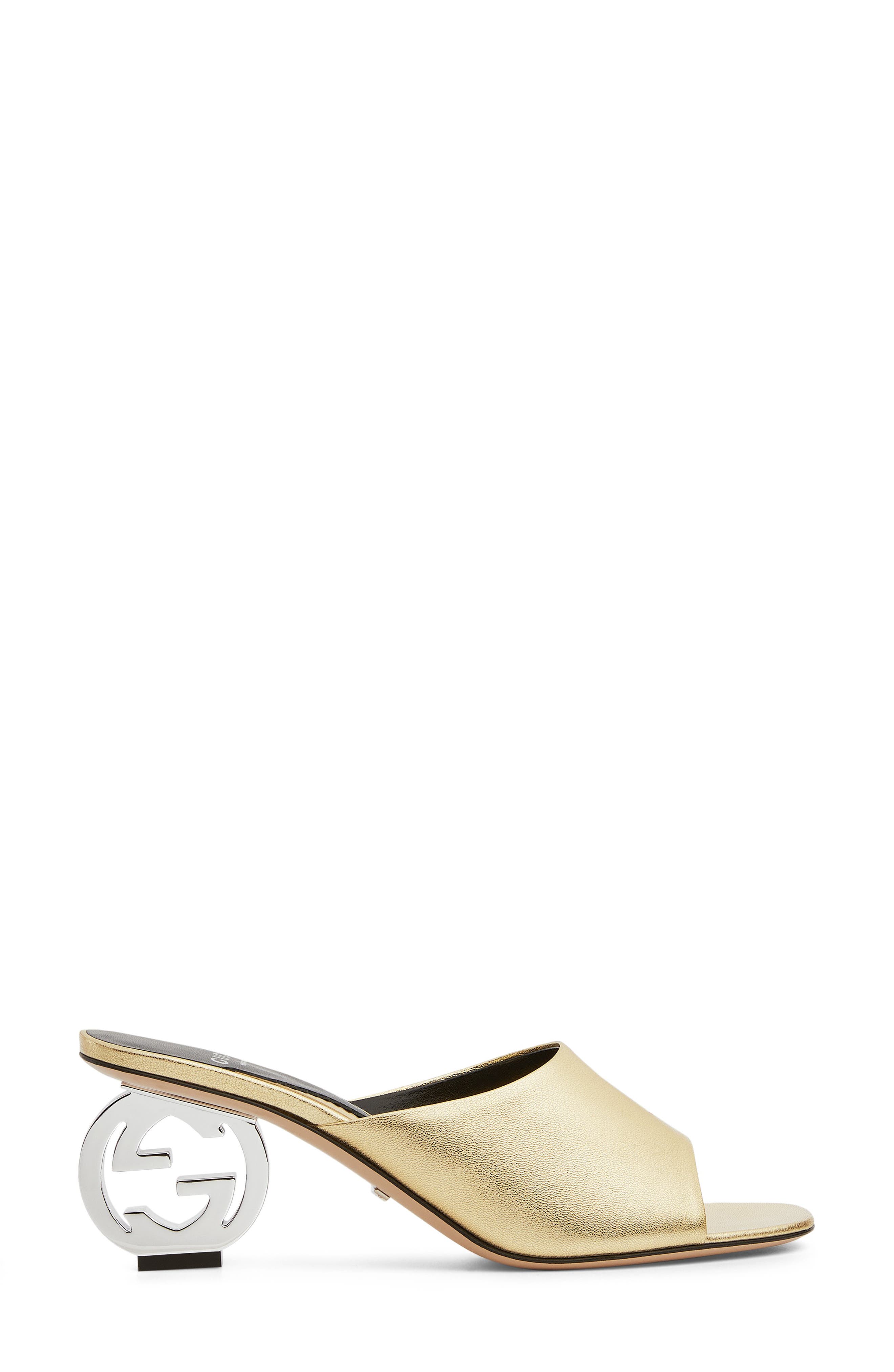 Gucci Bella GG Heel Slide Sandal, Alternate, color, Gold Eggplant