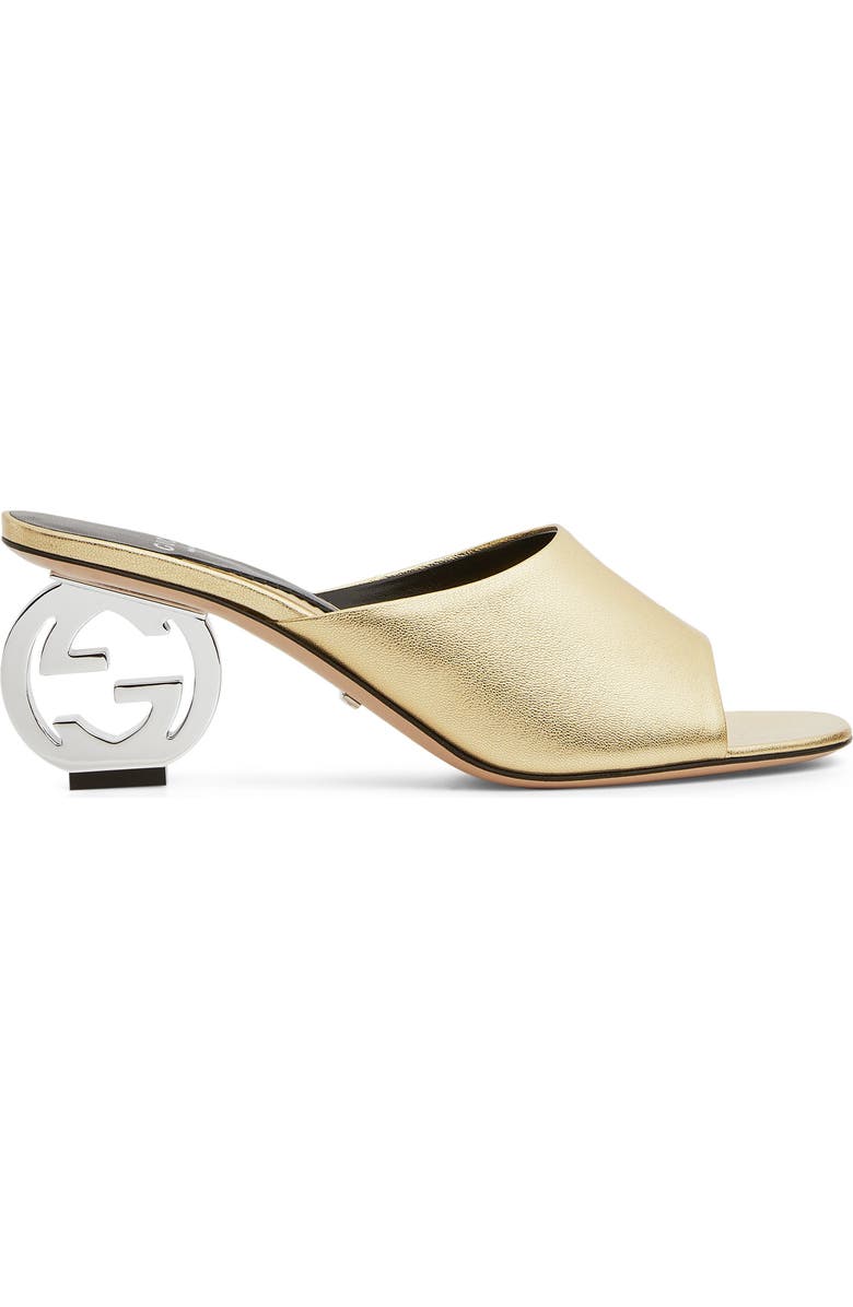 Gucci Bella GG Heel Slide Sandal, Alternate, color, Gold Eggplant