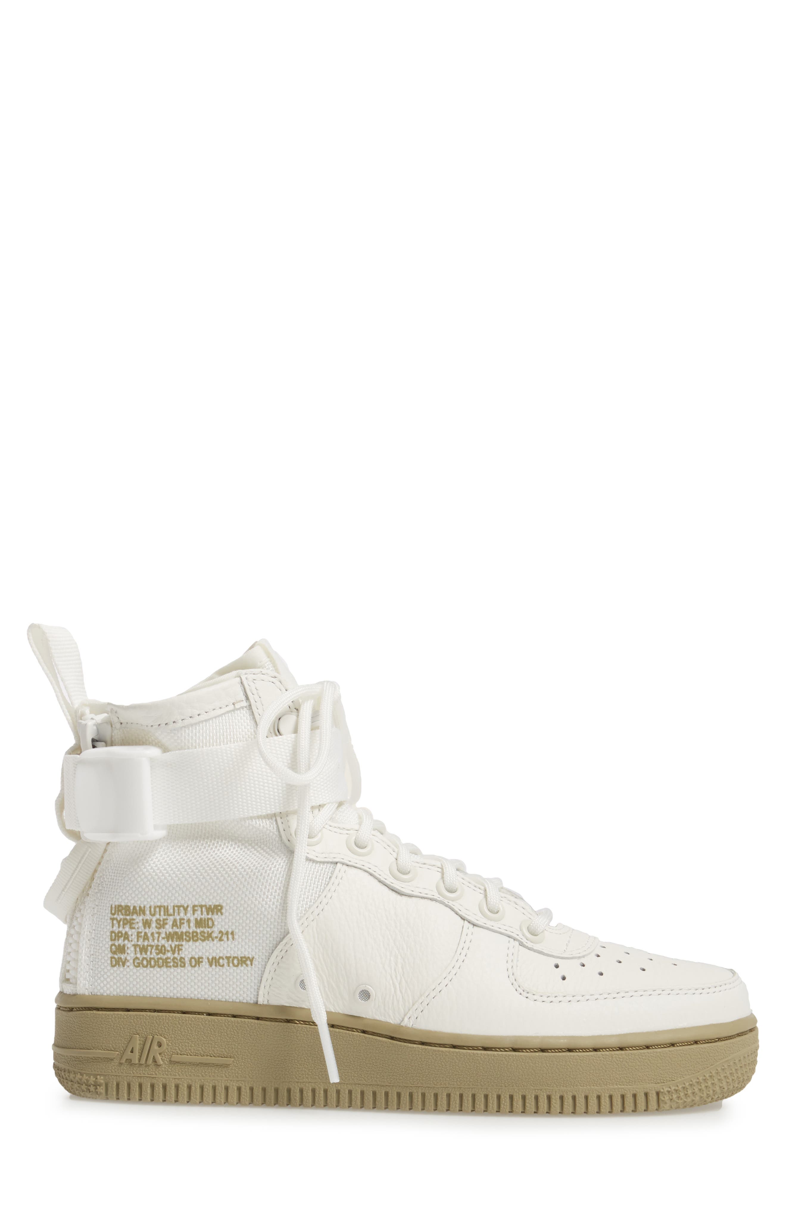 SF Air Force 1 Mid Sneaker, Alternate, color, IVORY/IVORY-MARS STONE