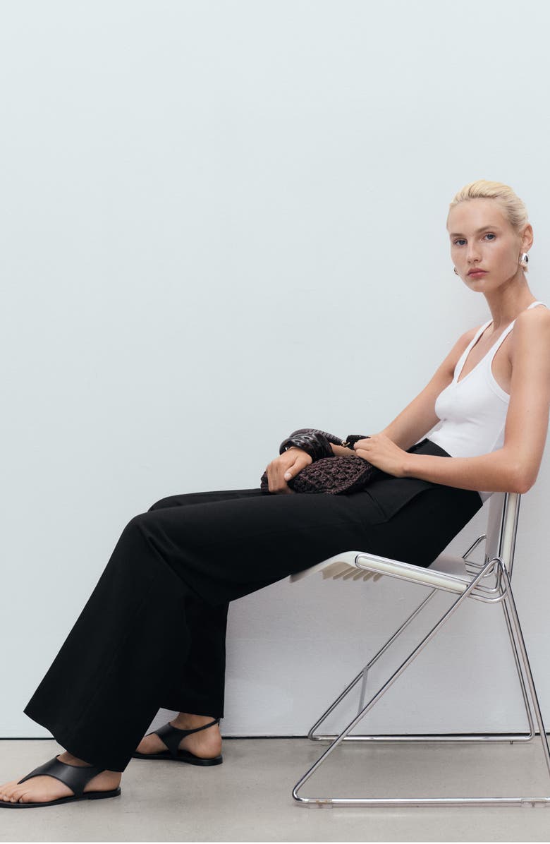 MANGO Pleated Straight Leg Pants, Alternate, color, Black